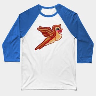 Cute Flying Orange Bird Baseball T-Shirt